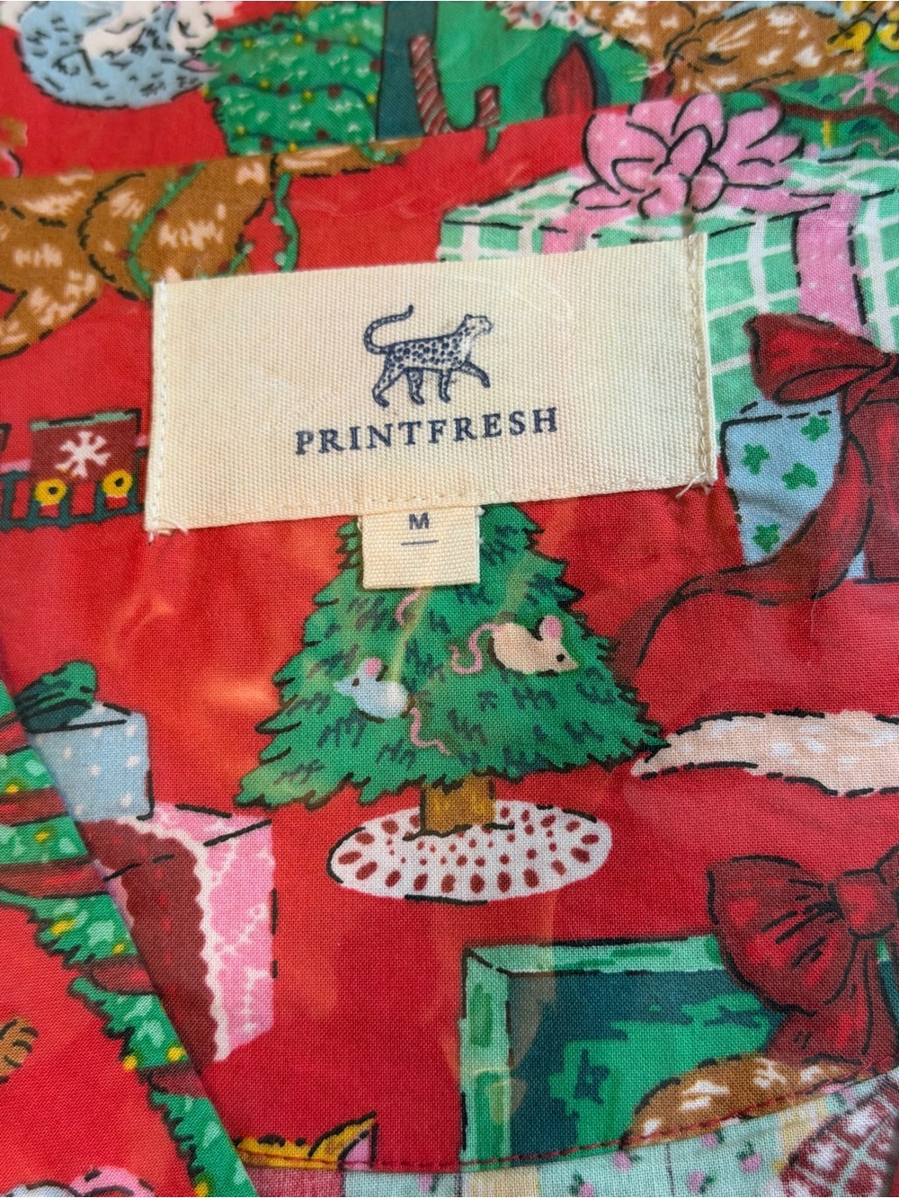 Printfresh Meowy Christmas Cotton Pajama Set NWT Long Sleeve Top & Short - Picture 3 of 7